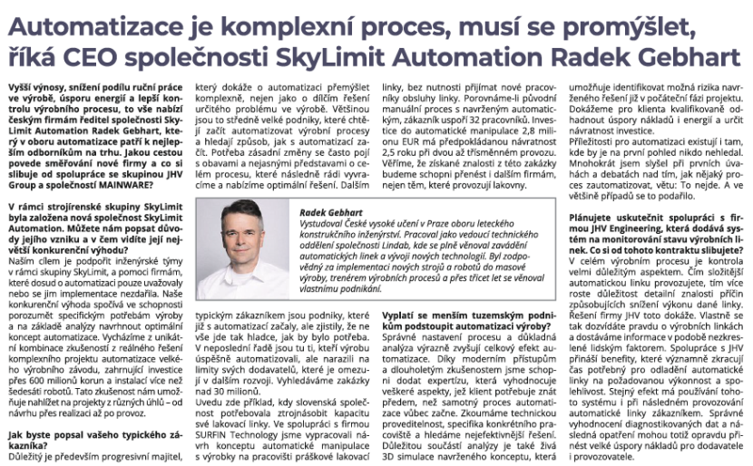 Automatizace je komplexní proces